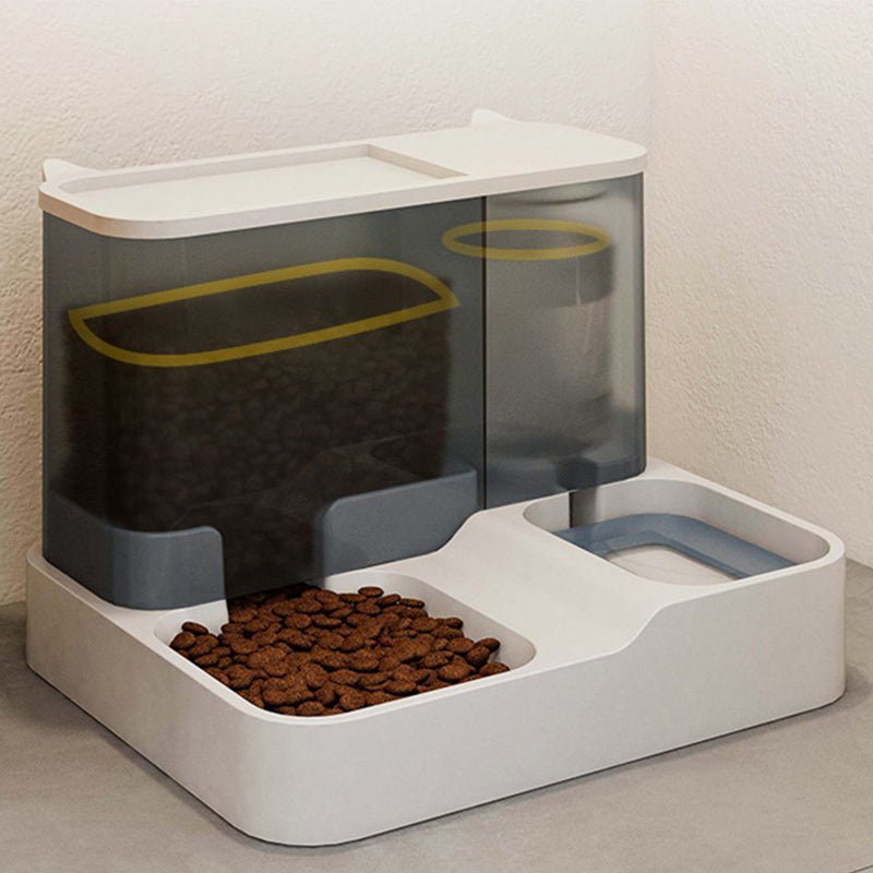 2 - in - 1 Automatic Pet Feeder – Food & Water Dispenser Bowl for Cats & Dogs | Self - Feeding Bowl with Bottle Attachment - LüvLitter