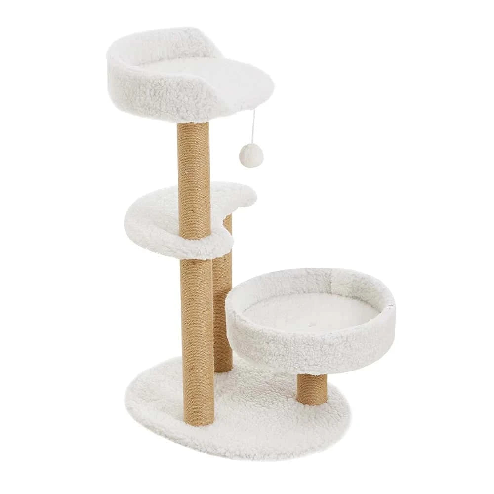 Cat Activity Tower with Hanging Ball Toy – Plush Pet Furniture for Cats to Play & Rest | Multi-Level Cat Scratcher LüvLitter