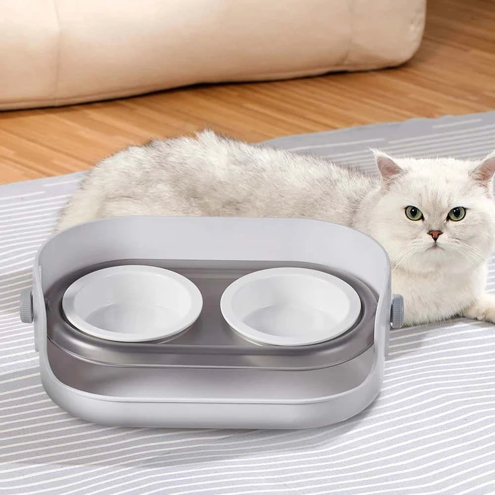 Adjustable Ceramic Cat Food Bowl – Elevated Tilted Feeder with Adjustable Height & Angle | Anti-Vomiting Design for Cats LüvLitter