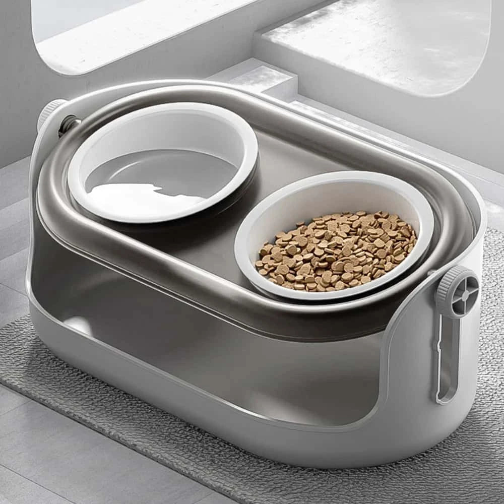 Adjustable Ceramic Cat Food Bowl – Elevated Tilted Feeder with Adjustable Height & Angle | Anti-Vomiting Design for Cats LüvLitter