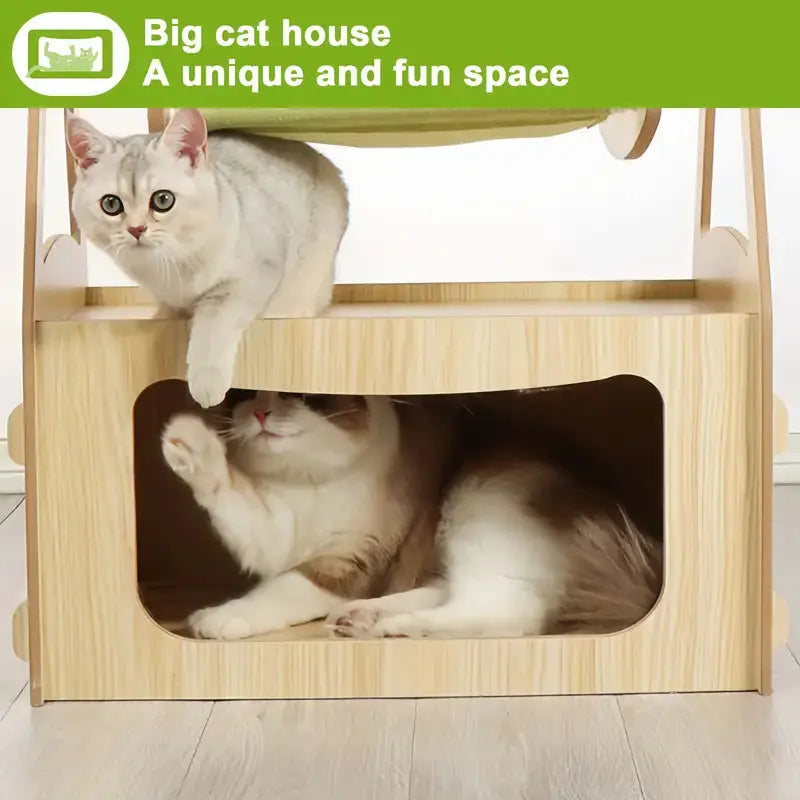 Modern wooden cat bed furniture for two cats