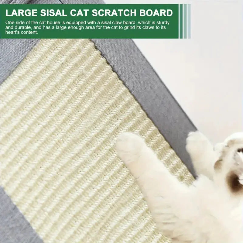 Modern indoor cat cave with scratch board and removable cushions