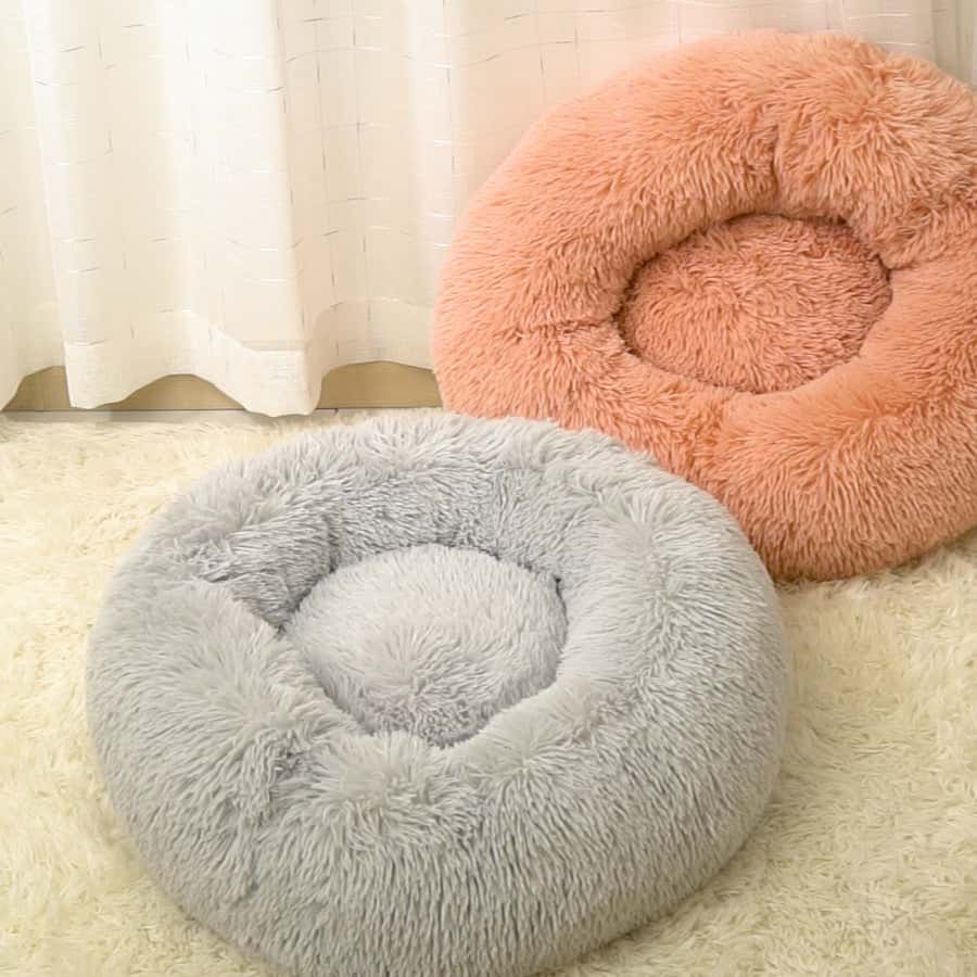 Extra Large Donut Dog & Cat Bed – Plush Round Pet Bed with Detachable & Washable Cover | Calming, Warm Sleep Nest for Dogs & Puppies LüvLitter
