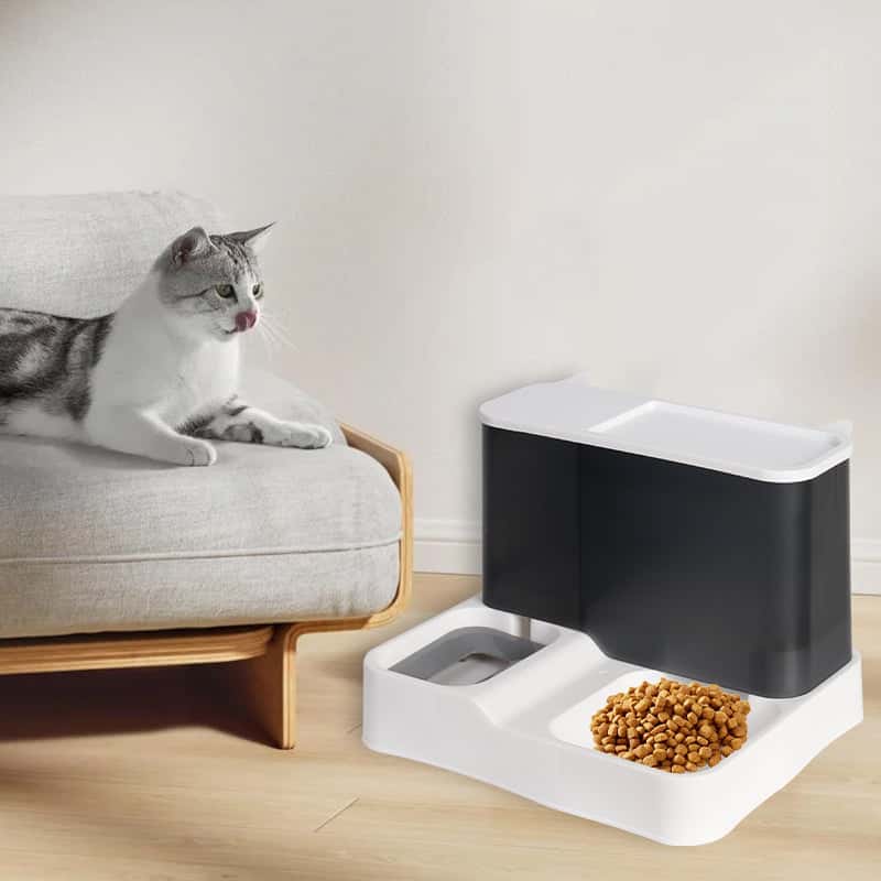 2-in-1 Automatic Pet Feeder – Food & Water Dispenser Bowl for Cats & Dogs | Self-Feeding Bowl with Bottle Attachment LüvLitter