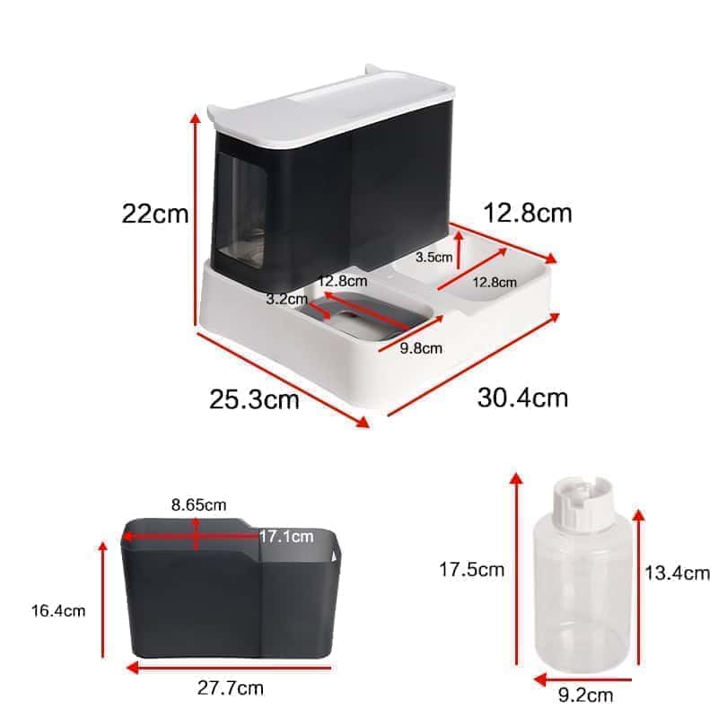 2-in-1 Automatic Pet Feeder – Food & Water Dispenser Bowl for Cats & Dogs | Self-Feeding Bowl with Bottle Attachment LüvLitter