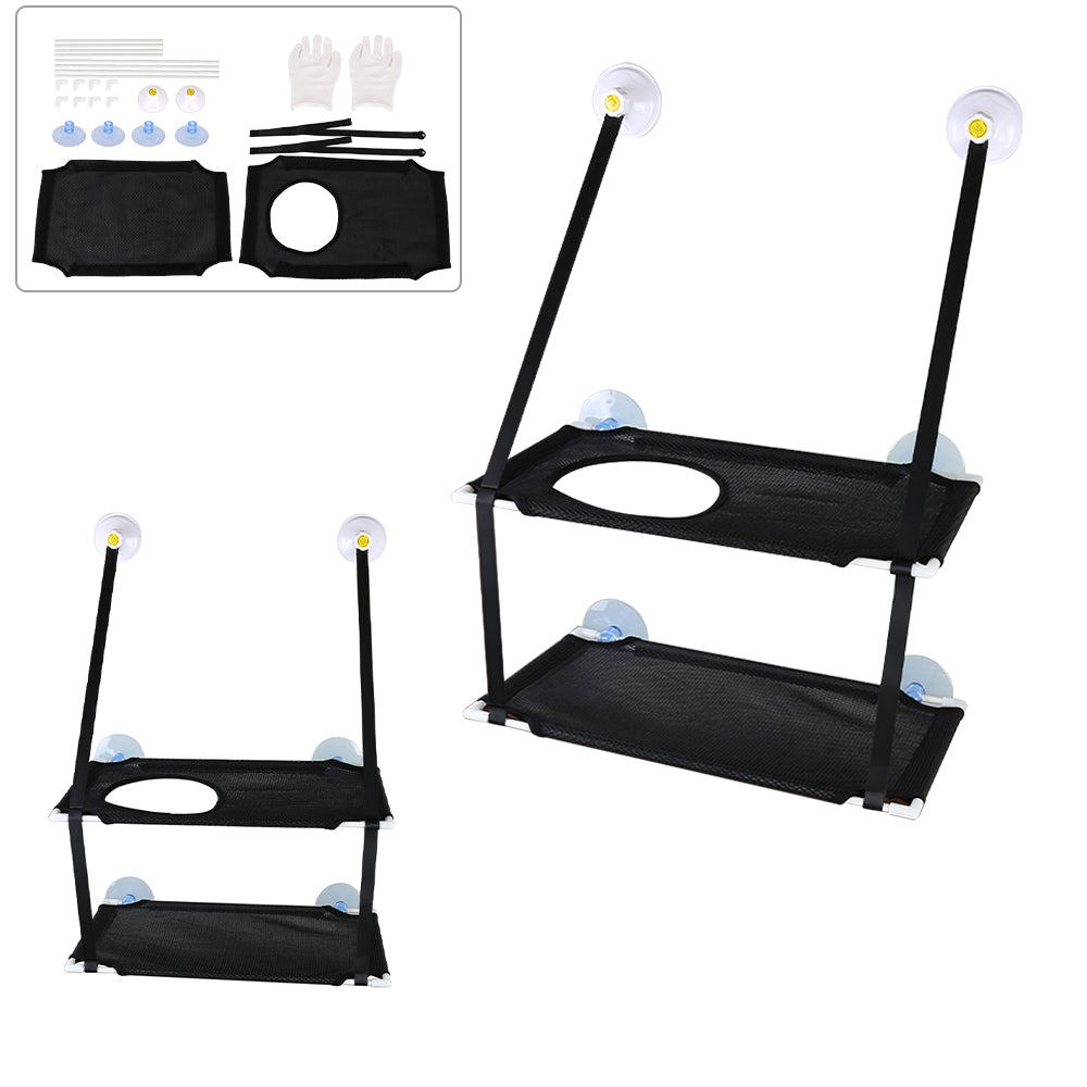 Cat Window Hammock – Sunny Seat Cat Window Perch with Suction Cups | Black Single or Double Layer Mounted Cat Bed LüvLitter