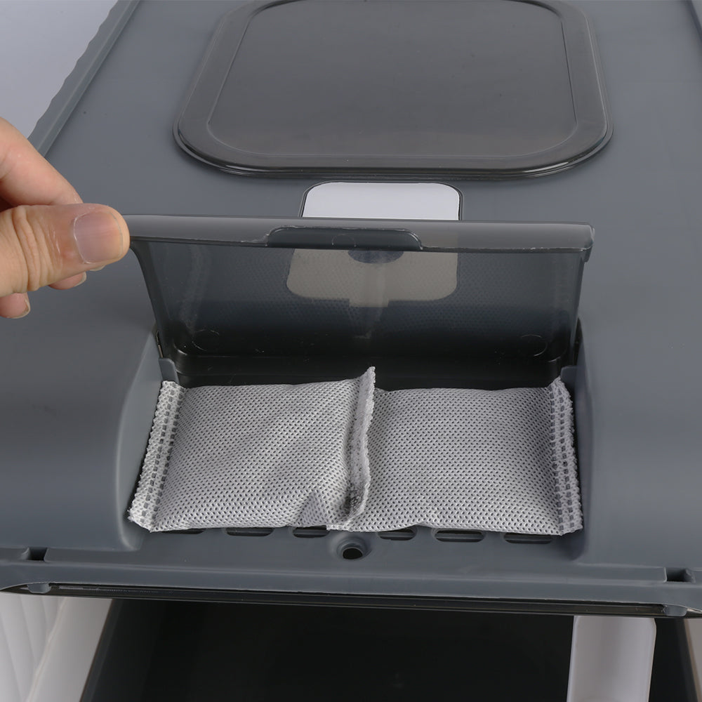 Large Cat Litter Box with Drawer – Anti-Splashing, Self-Cleaning Cat Potty Tray with Easy Pull-Out Pan (Grey) LüvLitter