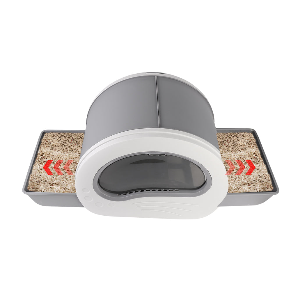 Large Cat Litter Box with Drawer – Anti-Splashing Cat Potty Tray & Built-In Sterilising Light (Grey) LüvLitter