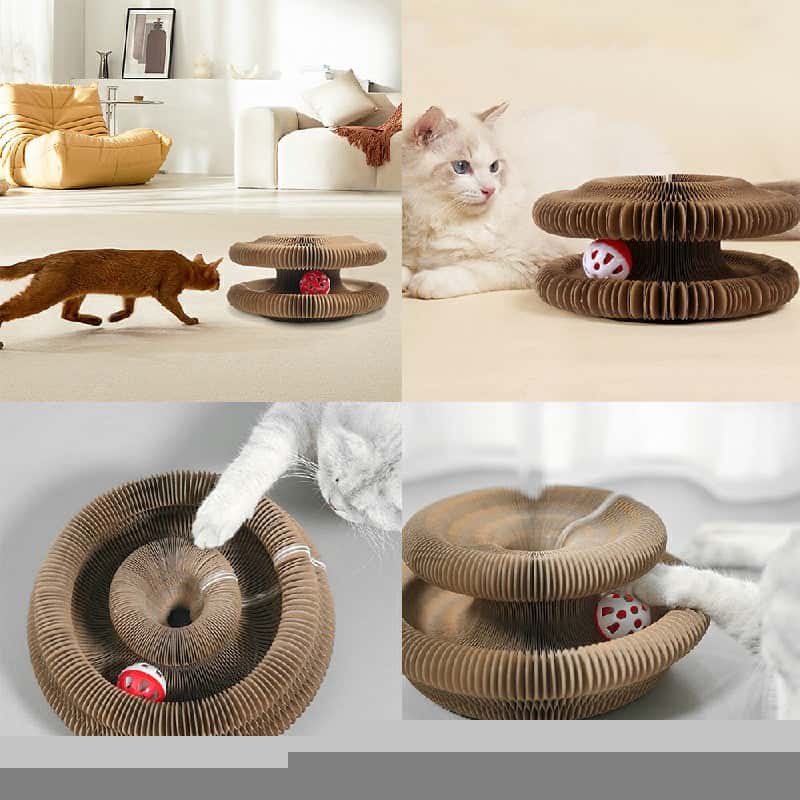 Organ Cat Scratching Board – Foldable Accordion Cat Toy with Bell | Interactive Cat Scratcher for Claw Grinding & Play LüvLitter
