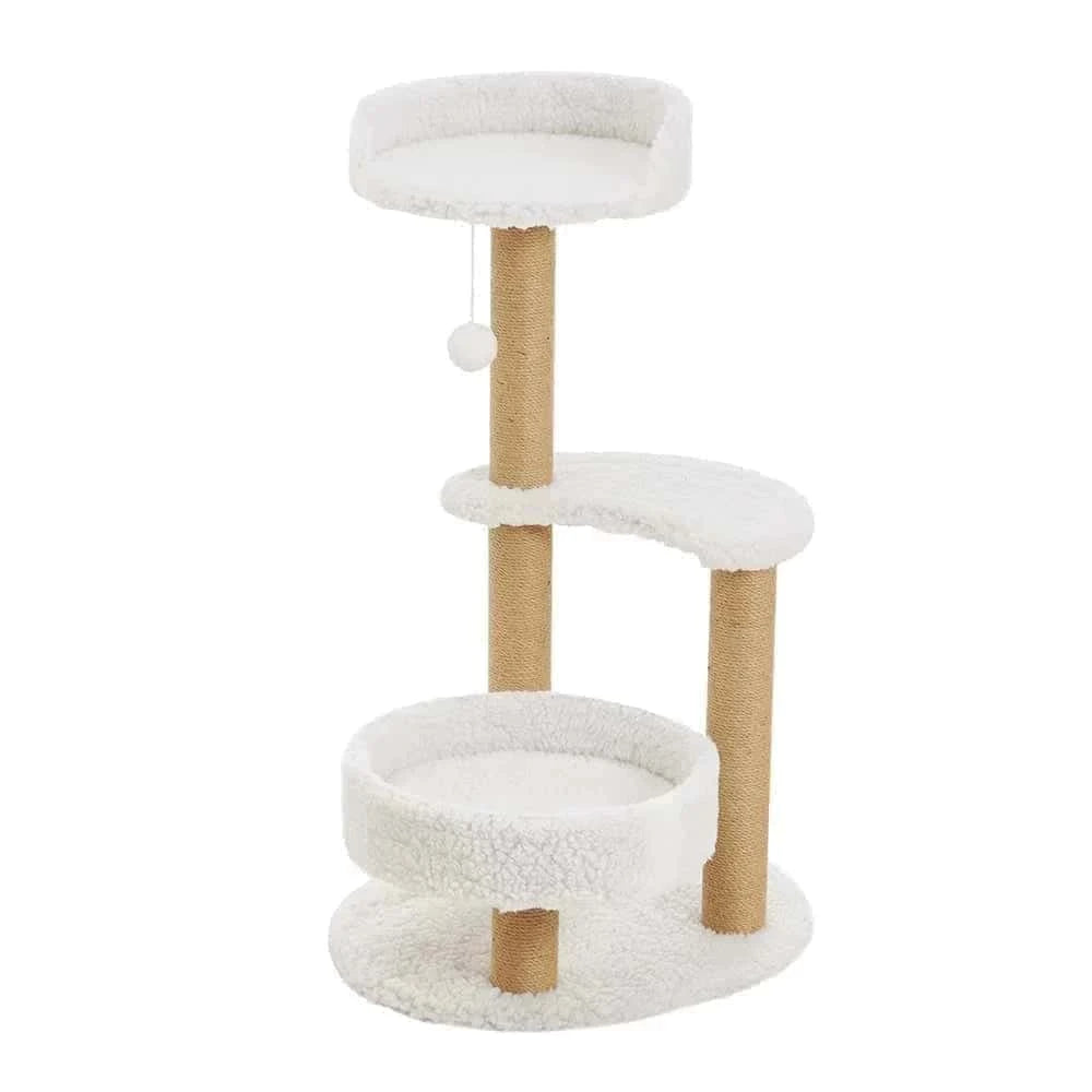 Cat Activity Tower with Hanging Ball Toy – Plush Pet Furniture for Cats to Play & Rest | Multi-Level Cat Scratcher LüvLitter