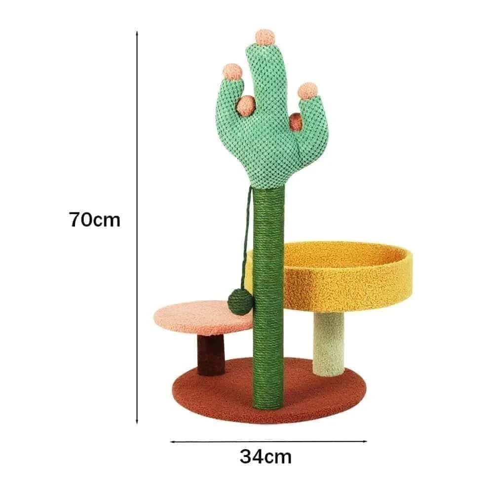 Cactus Cat Climbing Frame with Hammock, Sisal Scratching Post, Fluffy Litter & Ball Toy | Multi - Function Cat Furniture - LüvLitter