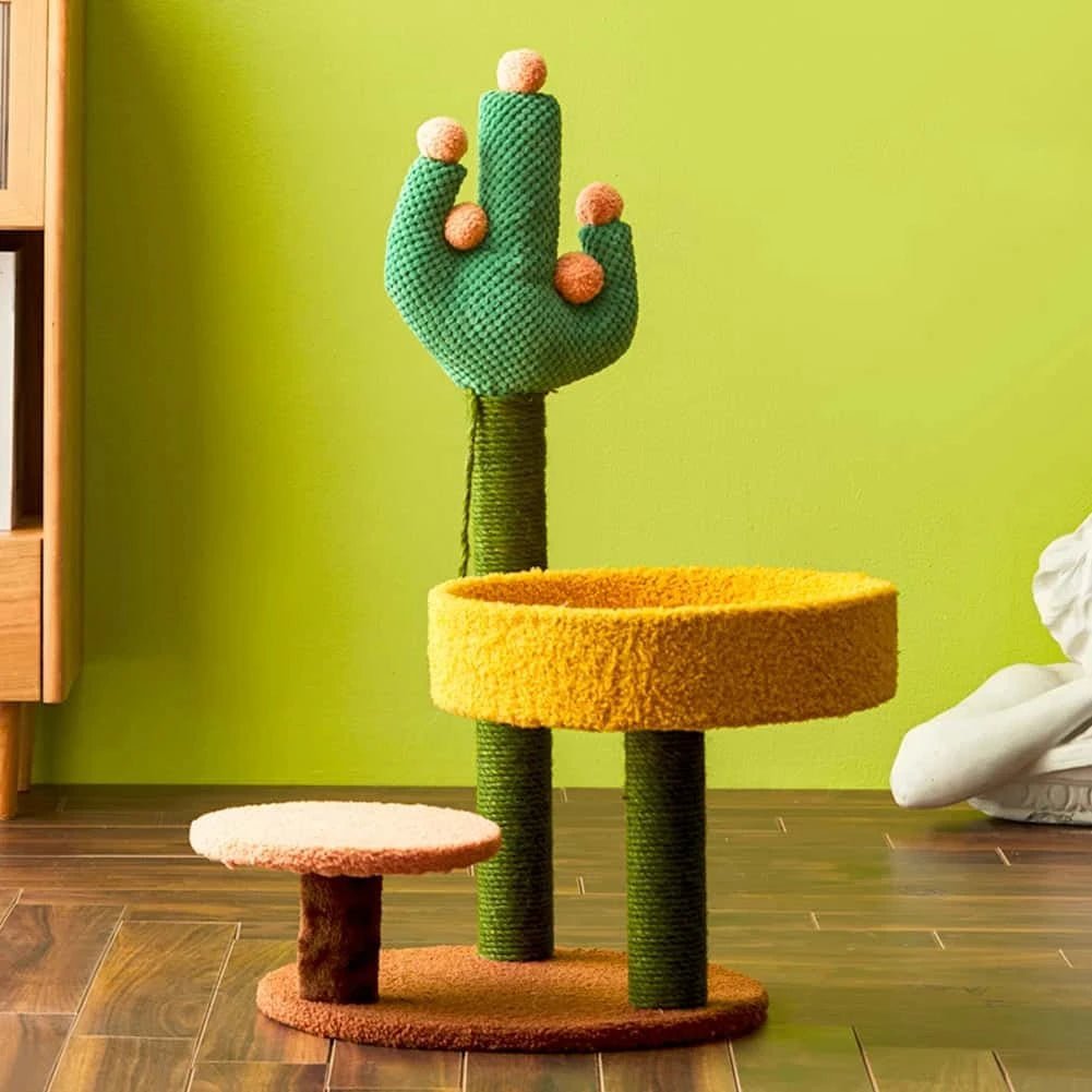Cactus Cat Climbing Frame with Hammock, Sisal Scratching Post, Fluffy Litter & Ball Toy | Multi - Function Cat Furniture - LüvLitter