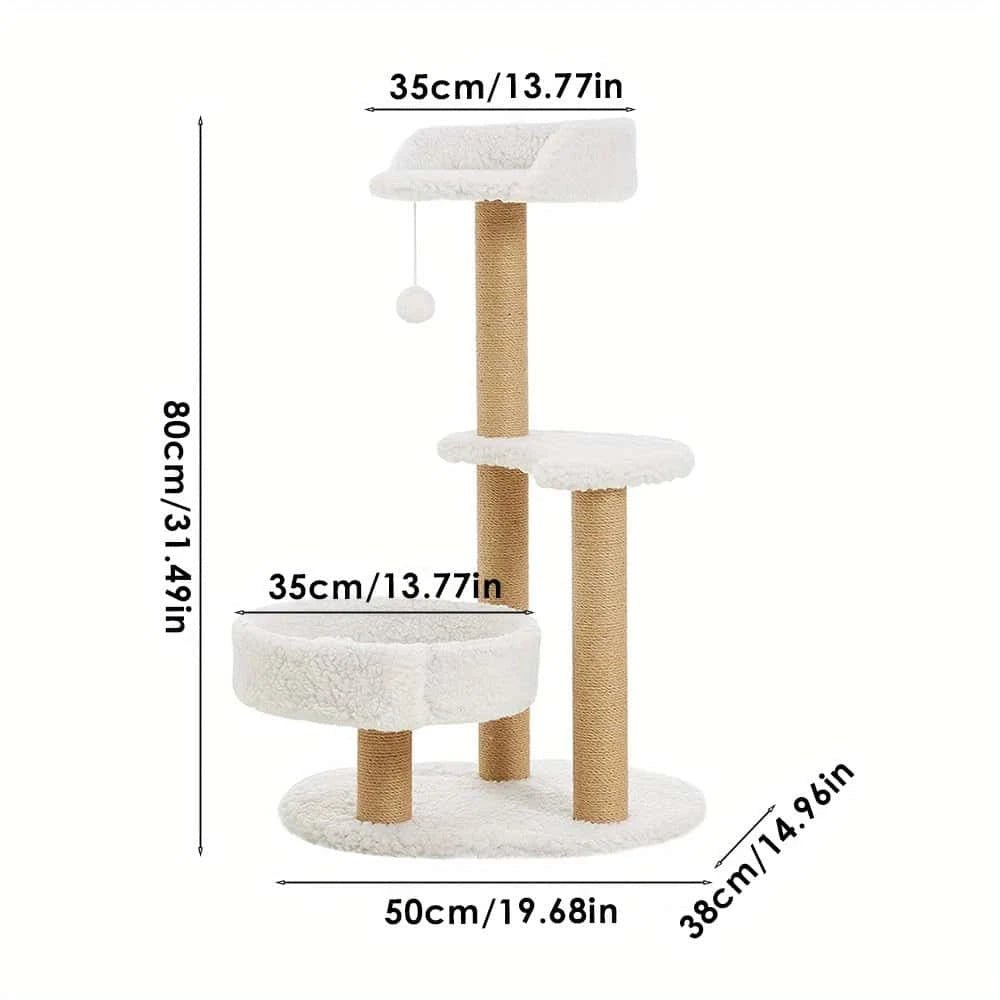 Cat Activity Tower with Hanging Ball Toy – Plush Pet Furniture for Cats to Play & Rest | Multi - Level Cat Scratcher - LüvLitter