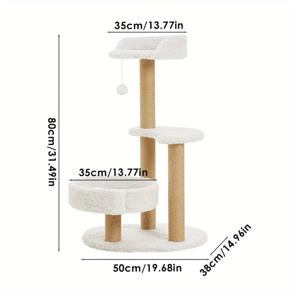 Cat Activity Tower with Hanging Ball Toy – Plush Pet Furniture for Cats to Play & Rest | Multi-Level Cat Scratcher LüvLitter