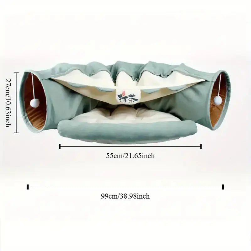 Four Seasons Universal Cat Tunnel – Foldable, Detachable & Washable with Noise Paper for Indoor Cats - LüvLitter