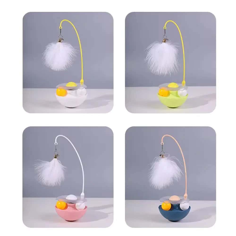 Interactive Cat Tumbler Toy – Best Feather Wand Cat Toy & Catnip Combo - LüvLitter