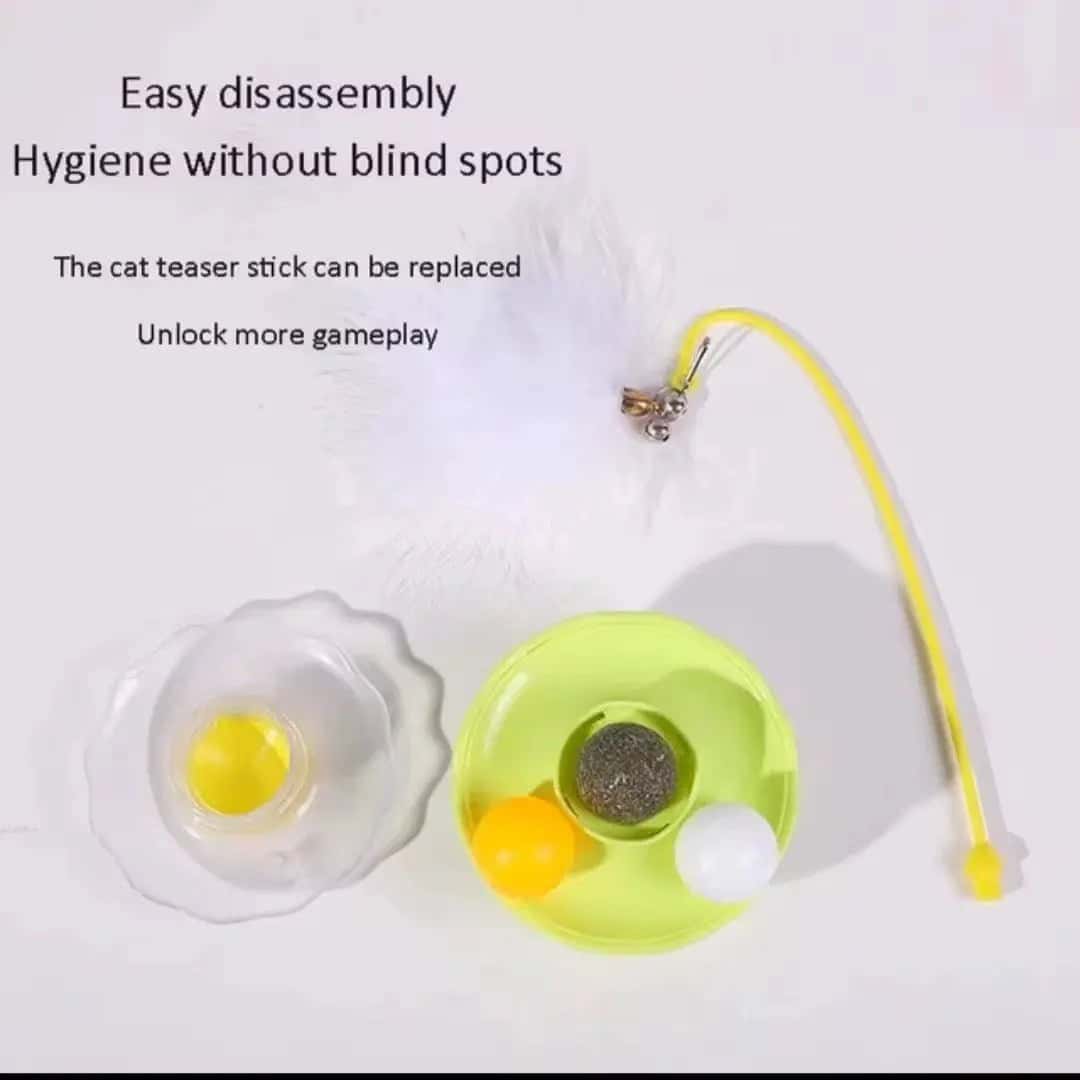 Interactive Cat Tumbler Toy – Best Feather Wand Cat Toy & Catnip Combo - LüvLitter
