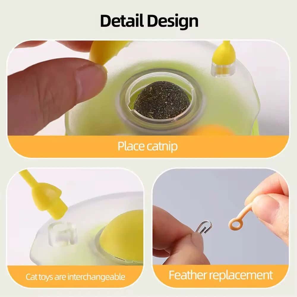 Interactive Cat Tumbler Toy – Best Feather Wand Cat Toy & Catnip Combo - LüvLitter