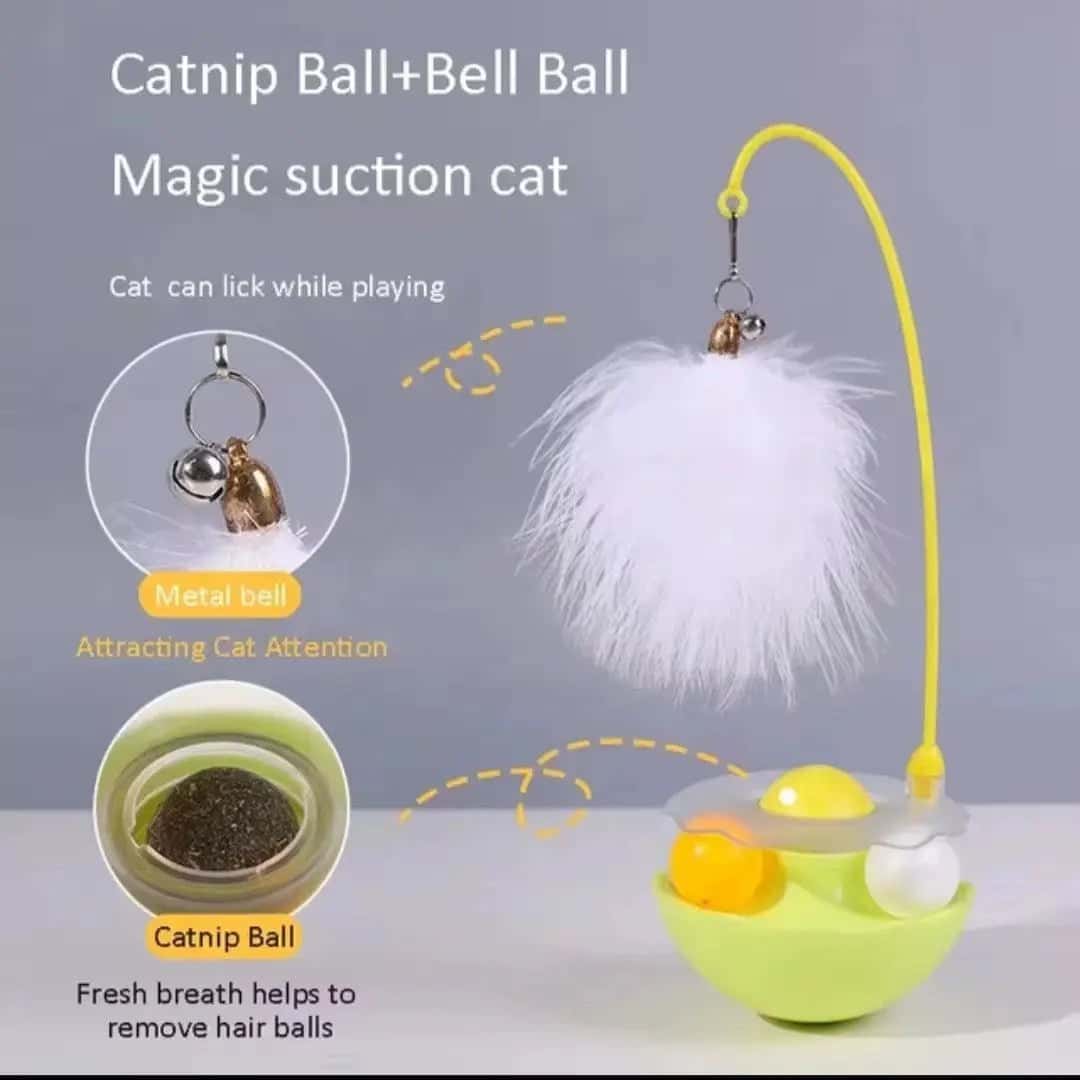 Interactive Cat Tumbler Toy – Best Feather Wand Cat Toy & Catnip Combo - LüvLitter