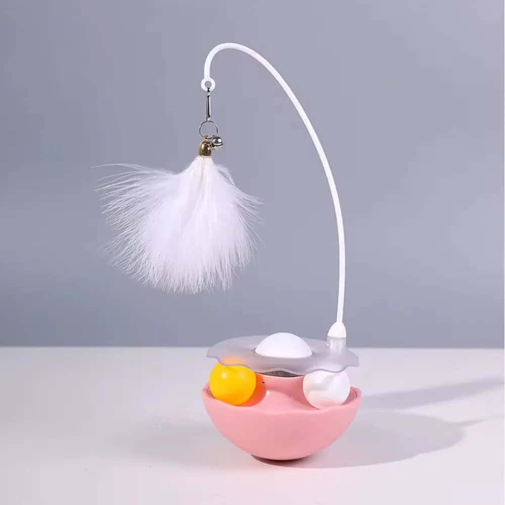 Interactive Cat Tumbler Toy – Best Feather Wand Cat Toy & Catnip Combo - LüvLitter