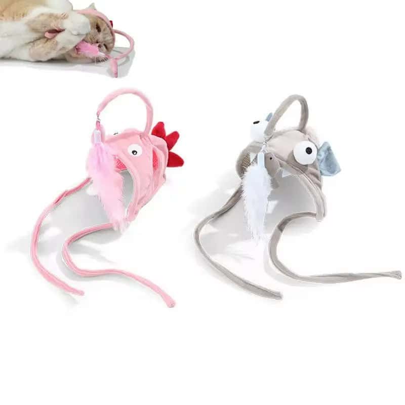 Lantern Fish Kitty Teaser Wand – Party Hat & Wearable Toy for Playful Cats - LüvLitter