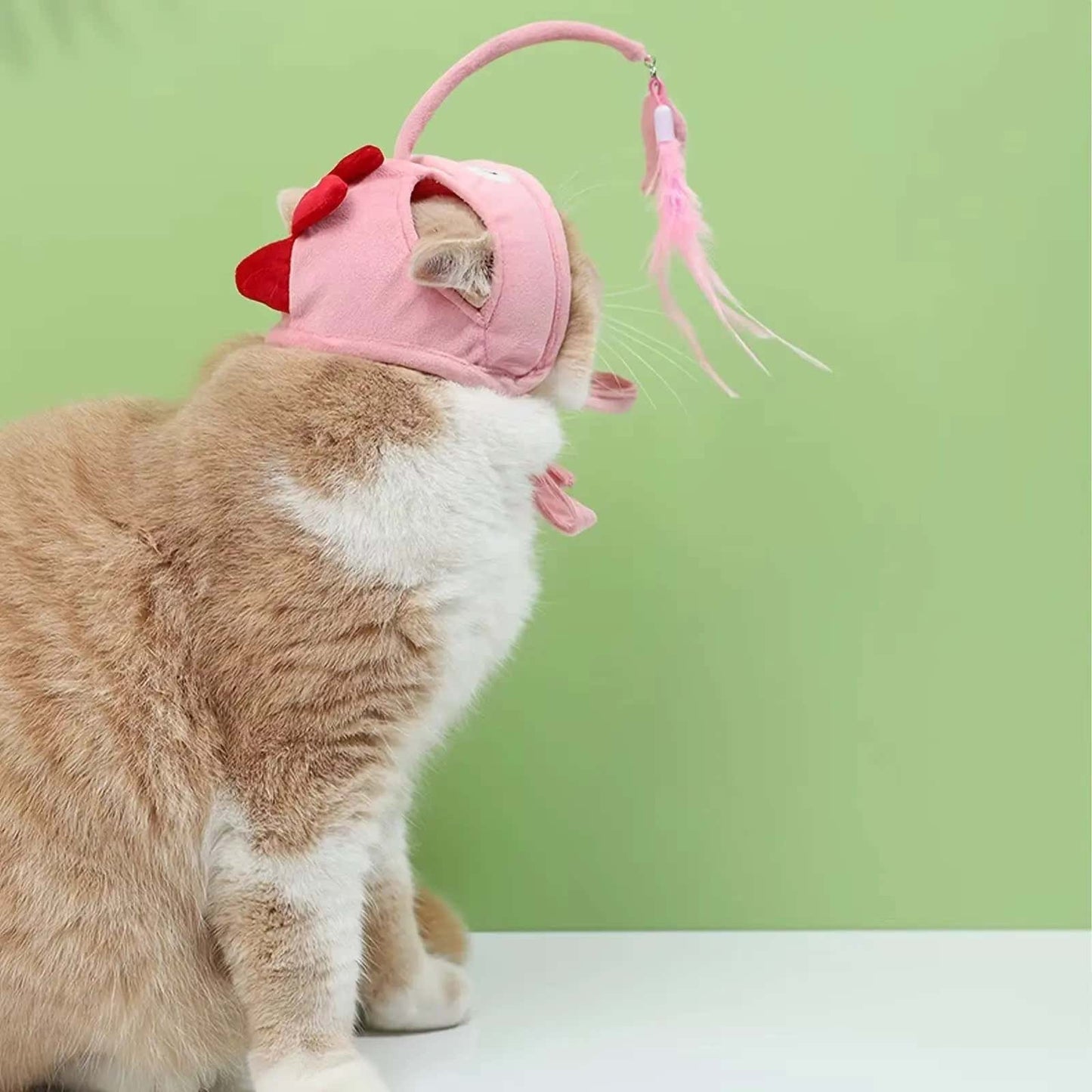 Lantern Fish Kitty Teaser Wand – Party Hat & Wearable Toy for Playful Cats - LüvLitter