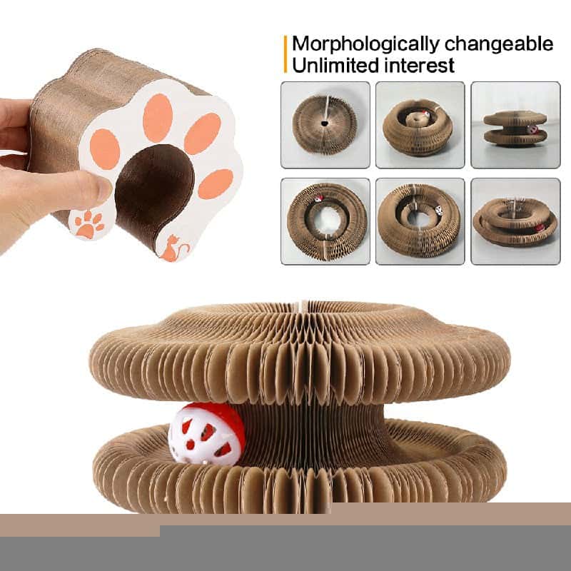 Organ Cat Scratching Board – Foldable Accordion Cat Toy with Bell | Interactive Cat Scratcher for Claw Grinding & Play - LüvLitter