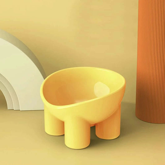 Raised Plastic Cat Food Bowl – Anti-Vomiting Tilted Feeder for Cats | Ergonomic Design in 3 Colors (13.8×13.4×9cm) LüvLitter