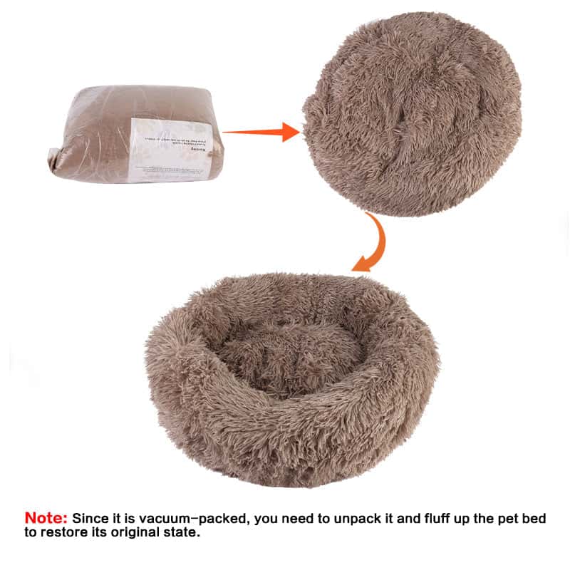 Extra Large Donut Dog & Cat Bed – Plush Round Pet Bed with Detachable & Washable Cover | Calming, Warm Sleep Nest for Dogs & Puppies LüvLitter