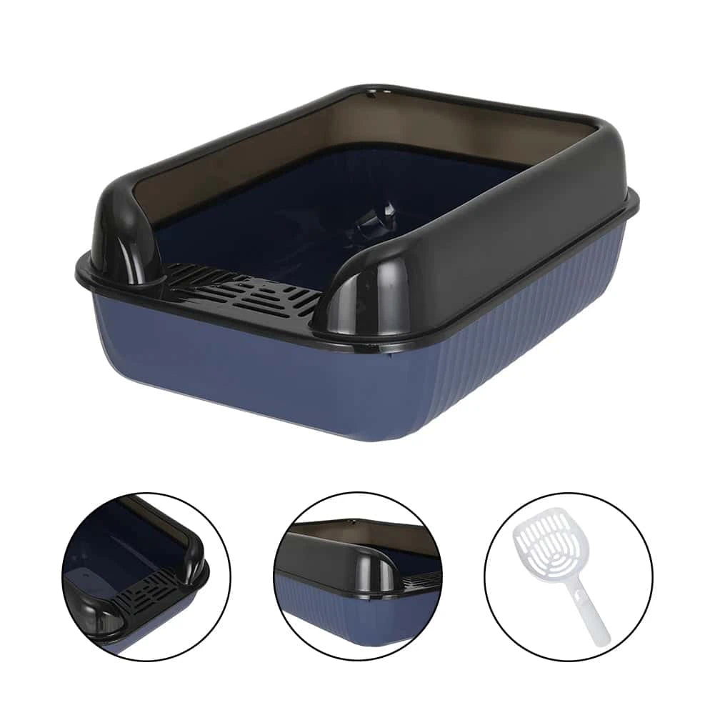 Cat Litter Box for Small & Large Cats – Anti-Splashing Sifting Litter Tray | Open Cat Toilet Sand Box (51×34.5×17cm) LüvLitter