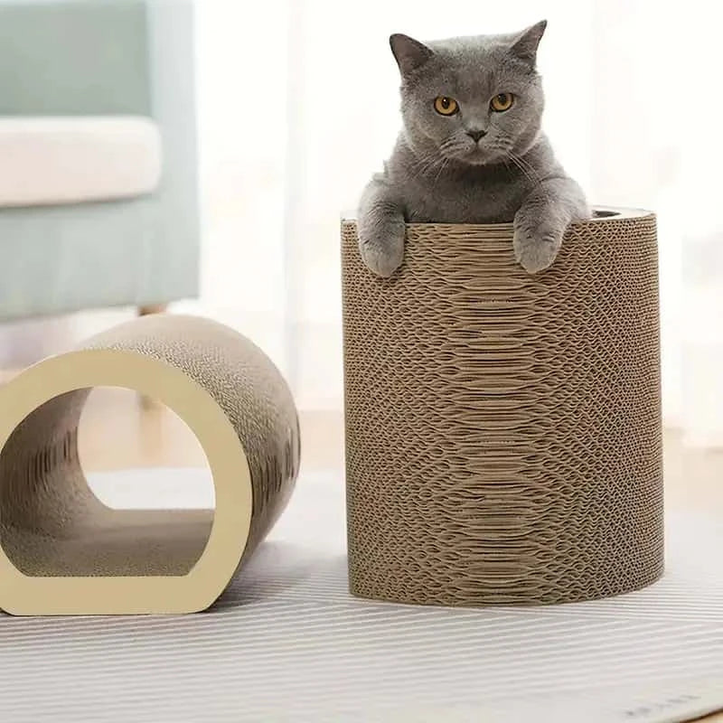 3-in-1 Cat Tunnel, Scratcher & Lounge Bed Set – Cardboard Furniture for Indoor Cats LüvLitter