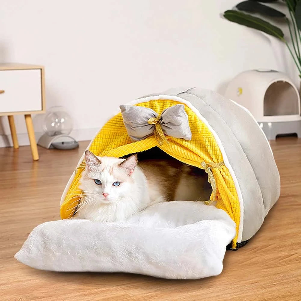 Luxurious All-Season Cat Teepee Bed – Cozy Tent Kennel with Plush Mattress, Decorative & Durable (43×41×38cm) LüvLitter