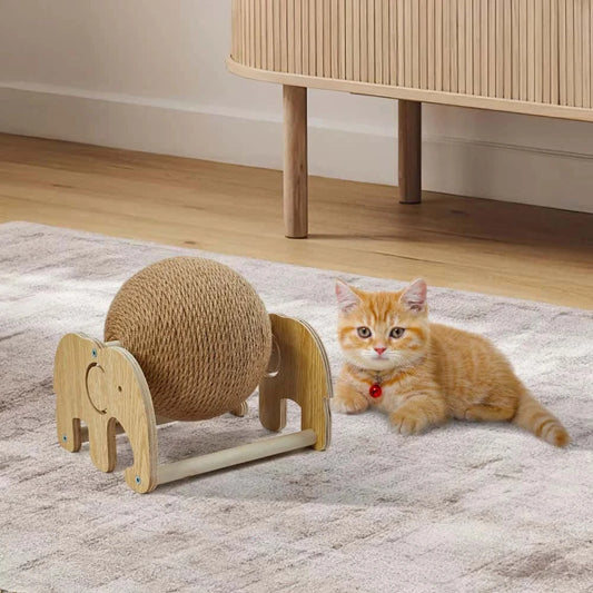 Cat Scratching Ball | Sisal Rope Rabbit Scratching Toy with Stable Base, Non-Slip Cat Exercise Wheel | Natural Sisal for Cat Claw Maintenance LüvLitter