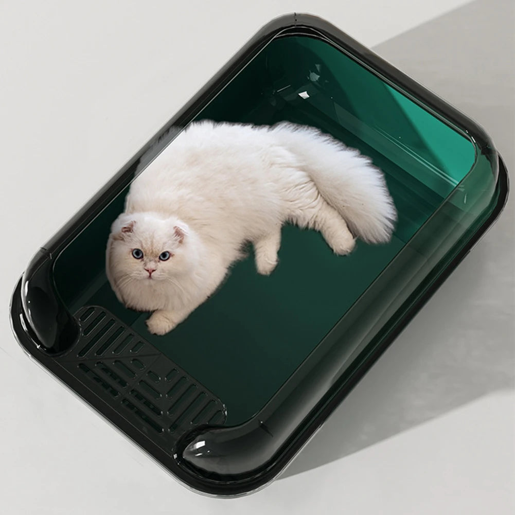Cat Litter Box for Small & Large Cats – Anti-Splashing Sifting Litter Tray | Open Cat Toilet Sand Box (51×34.5×17cm) LüvLitter
