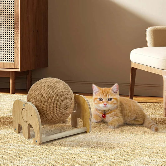 Cat Scratching Ball | Sisal Rope Rabbit Scratching Toy with Stable Base, Non-Slip Cat Exercise Wheel | Natural Sisal for Cat Claw Maintenance LüvLitter