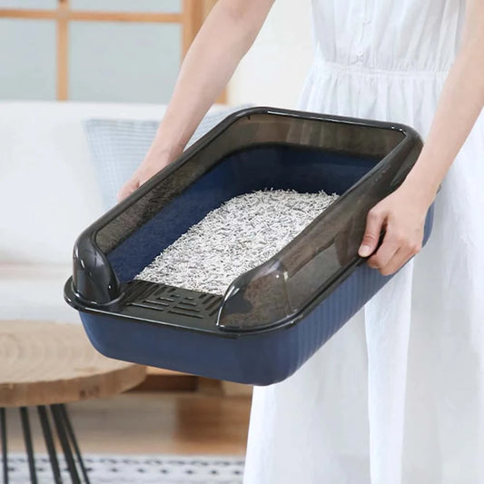 Cat Litter Box for Small & Large Cats – Anti-Splashing Sifting Litter Tray | Open Cat Toilet Sand Box (51×34.5×17cm) LüvLitter