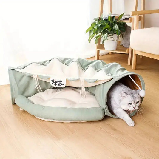 Four Seasons Universal Cat Tunnel – Foldable, Detachable & Washable with Noise Paper for Indoor Cats LüvLitter