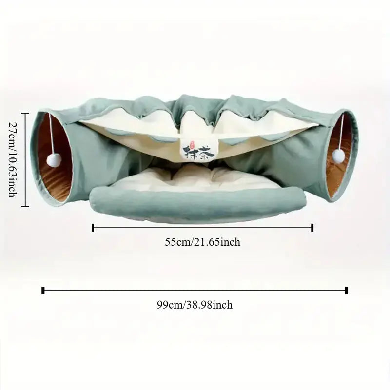 Four Seasons Universal Cat Tunnel – Foldable, Detachable & Washable with Noise Paper for Indoor Cats LüvLitter