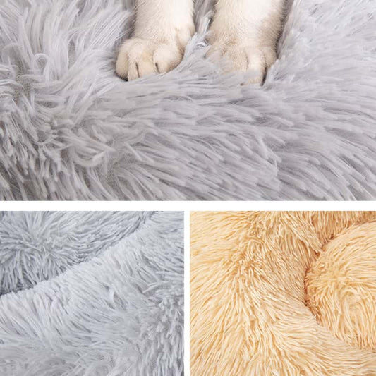 Extra Large Donut Dog & Cat Bed – Plush Round Pet Bed with Detachable & Washable Cover | Calming, Warm Sleep Nest for Dogs & Puppies LüvLitter