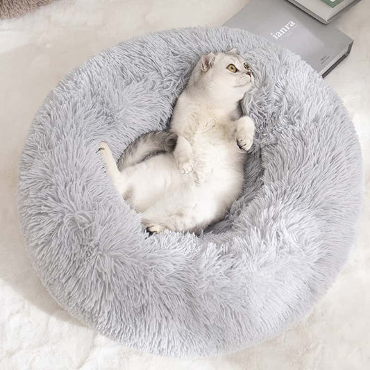 Extra Large Donut Dog & Cat Bed – Plush Round Pet Bed with Detachable & Washable Cover | Calming, Warm Sleep Nest for Dogs & Puppies LüvLitter
