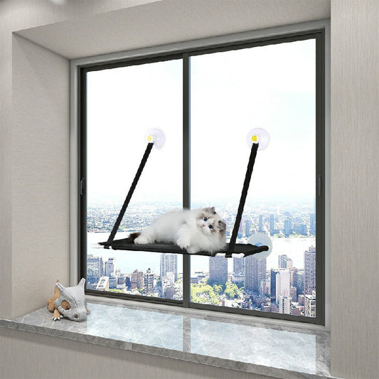 Cat Window Hammock – Sunny Seat Cat Window Perch with Suction Cups | Black Single or Double Layer Mounted Cat Bed LüvLitter