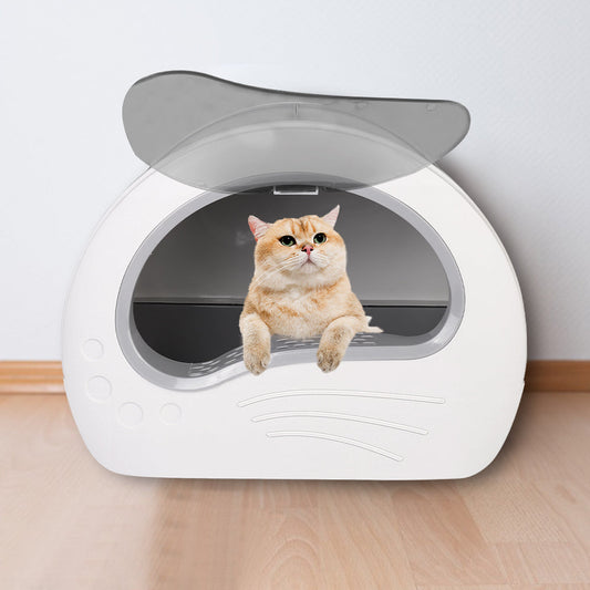 Large Cat Litter Box with Drawer – Anti-Splashing Cat Potty Tray & Built-In Sterilising Light (Grey) LüvLitter
