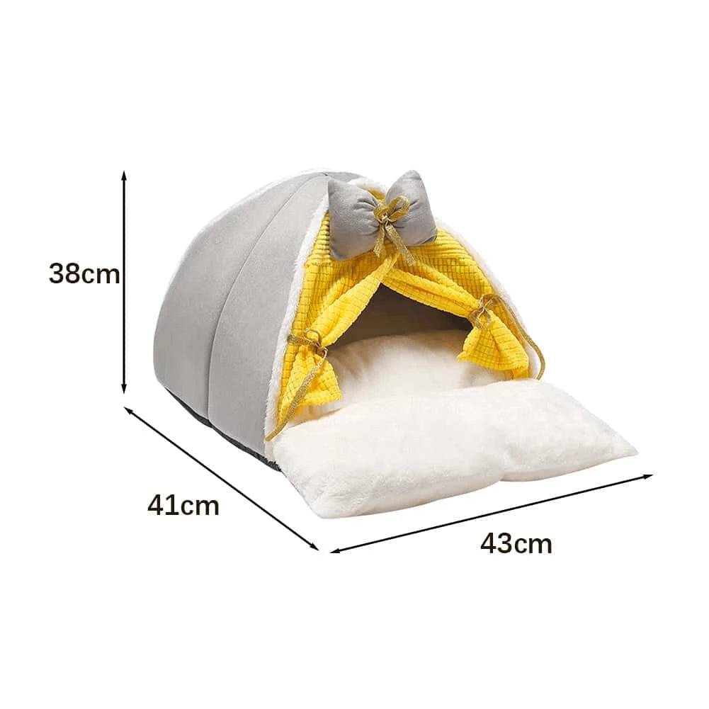 Luxurious All-Season Cat Teepee Bed – Cozy Tent Kennel with Plush Mattress, Decorative & Durable (43×41×38cm) LüvLitter