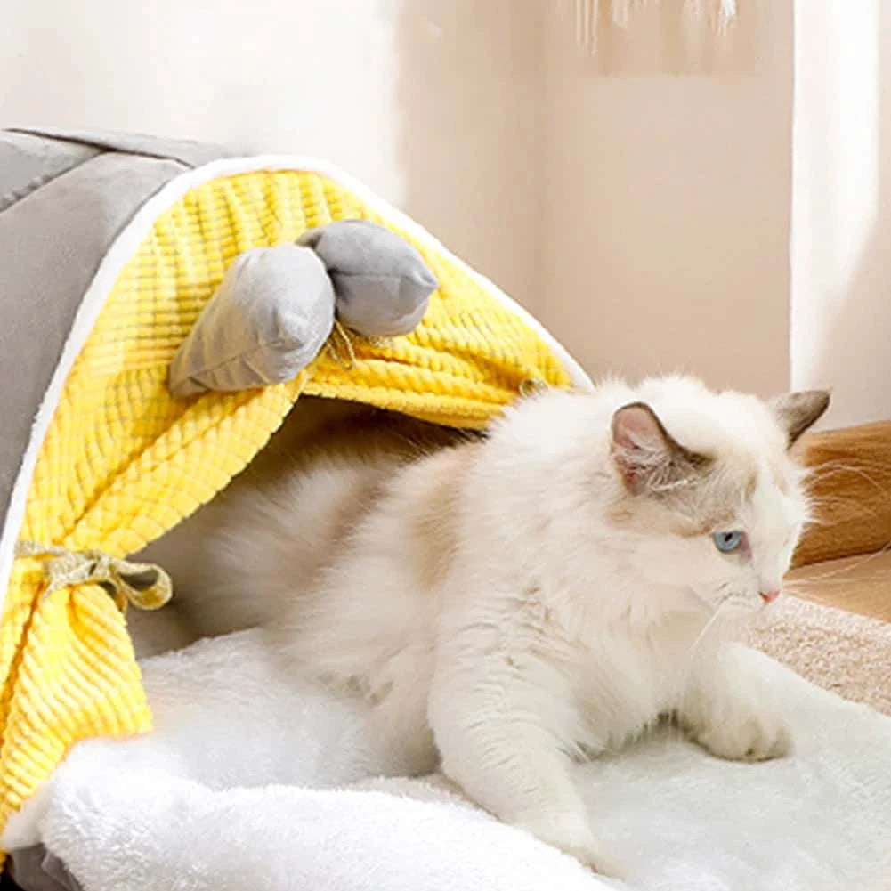 Luxurious All-Season Cat Teepee Bed – Cozy Tent Kennel with Plush Mattress, Decorative & Durable (43×41×38cm) LüvLitter