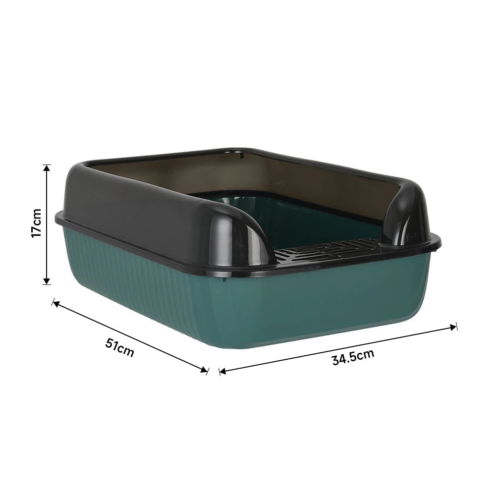 Cat Litter Box for Small & Large Cats – Anti-Splashing Sifting Litter Tray | Open Cat Toilet Sand Box (51×34.5×17cm) LüvLitter