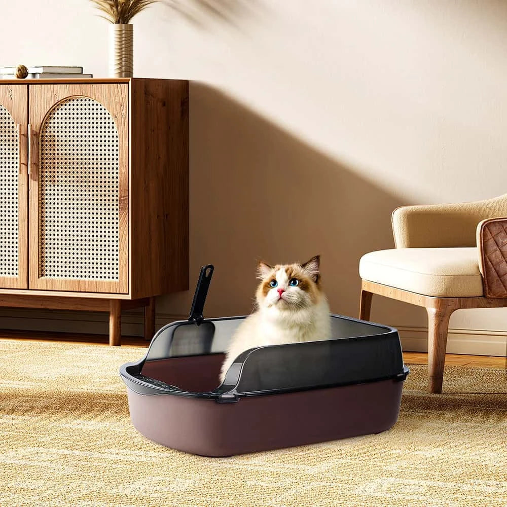Cat Litter Box for Small & Large Cats – Anti-Splashing Sifting Litter Tray | Open Cat Toilet Sand Box (51×34.5×17cm) LüvLitter