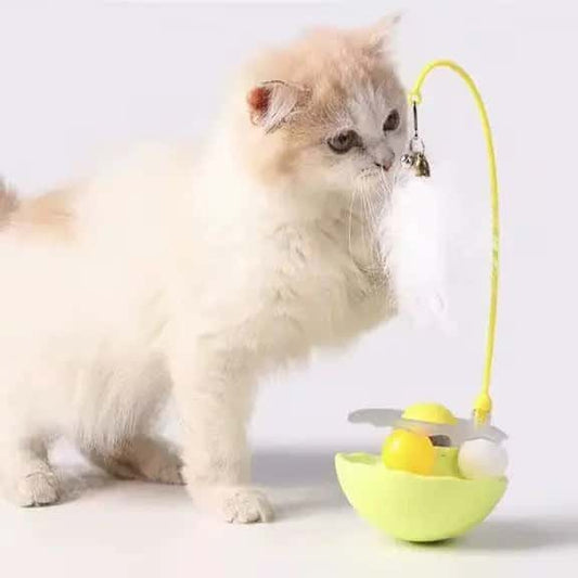 Interactive Cat Tumbler Toy – Best Feather Wand Cat Toy & Catnip Combo - LüvLitter