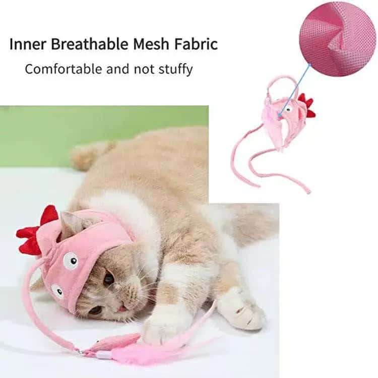 Lantern Fish Kitty Teaser Wand – Party Hat & Wearable Toy for Playful Cats - LüvLitter