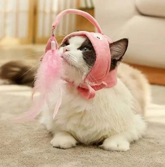 Lantern Fish Kitty Teaser Wand – Party Hat & Wearable Toy for Playful Cats - LüvLitter