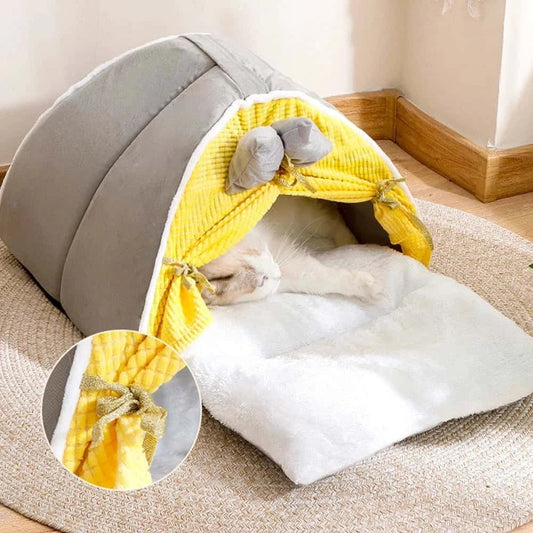 Luxurious Cat Teepee Bed – Cozy Pet Tent with Soft Mattress (43×41×38cm) | Stylish Cat Kennel for All Seasons - LüvLitter